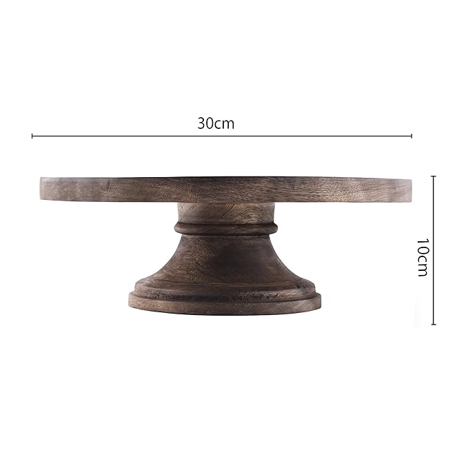 12 Inch Round Wooden Cake and Dessert Pedestal Display Stand