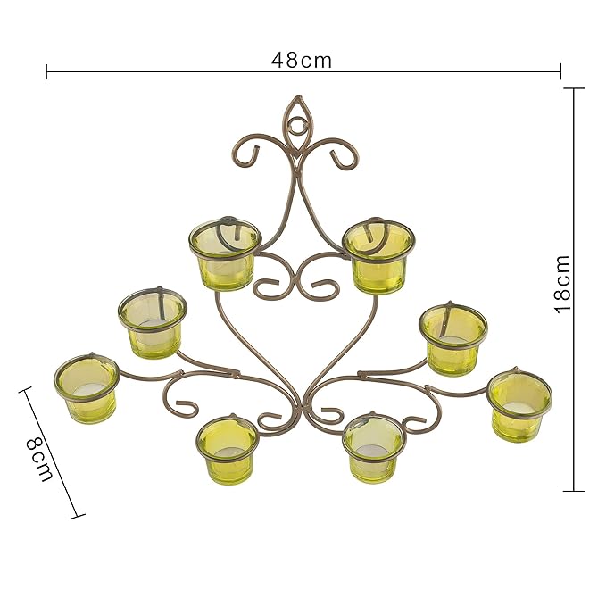 8-Votive Chic Golden Iron Wall Sconce Candle Holder, Candle Tealight Holder,Wall art
