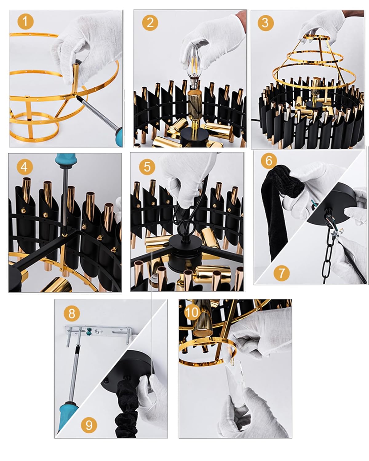 15" 5-Light Modern Crystal Chandelier Light Fixtures 3-Tier Gold Luxury Chandeliers for Dining Room Round Hanging Pendant Lighting for Living Room Kitchen Entryway, Bedroom Hallway 400mm