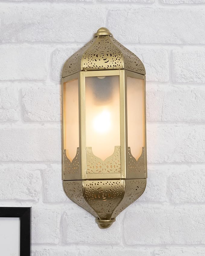 Vintage Moroccan Wall Sconce Lamp, Decorative Door Light, antique Brass finish