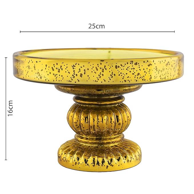 Antique Golden Glass Cake Stand With glass dome, dessert/cupcake display stand, 25 cm