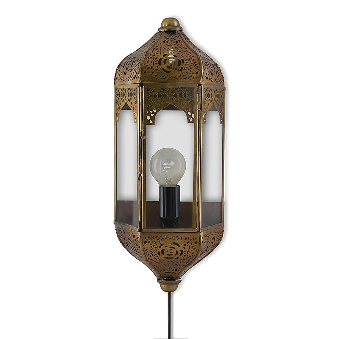 Vintage Moroccan Wall Sconce Lamp, Decorative Door Light, antique Brass finish