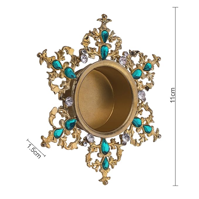 Crystal Tea Light Candle Holders, Twisted Flower Decorative Diya for Wedding Coffee Table,Small 4" Dia