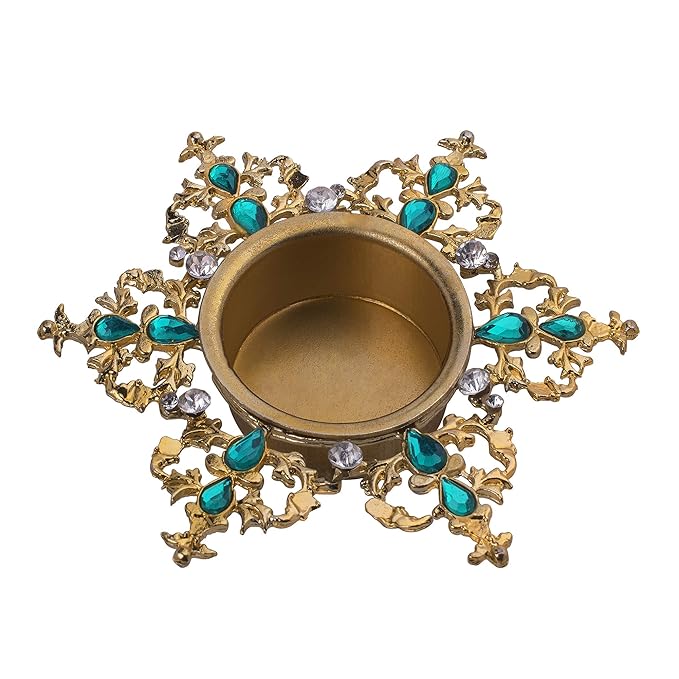 Crystal Tea Light Candle Holders, Twisted Flower Decorative Diya for Wedding Coffee Table,Small 4" Dia