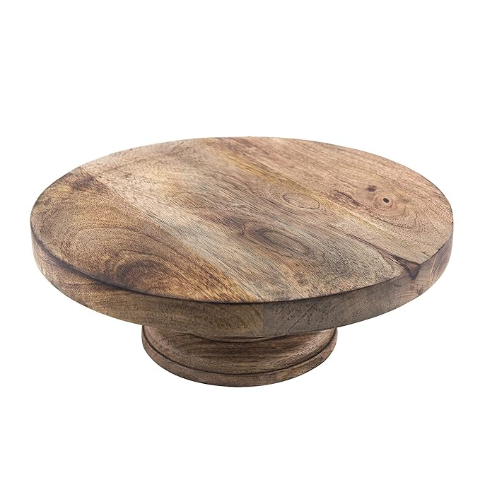 12 Inch Round Wooden Cake and Dessert Pedestal Display Stand