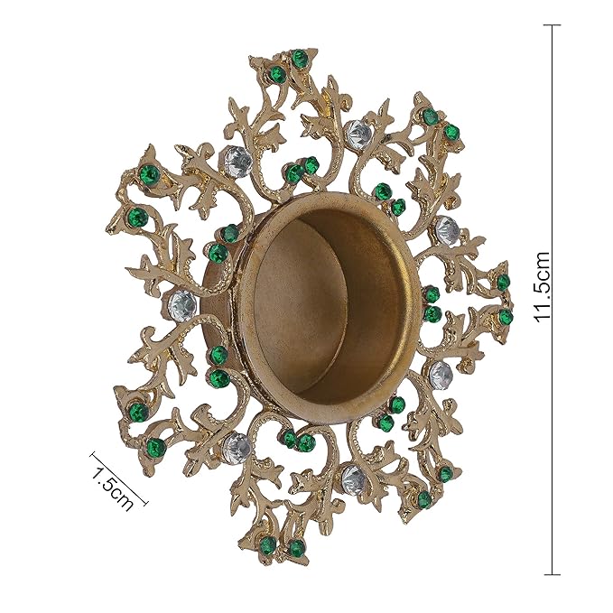 Crystal Floral Vine Tea Light Candle Holders, Decorative Diya for Wedding Coffee Table,Small 4" Dia