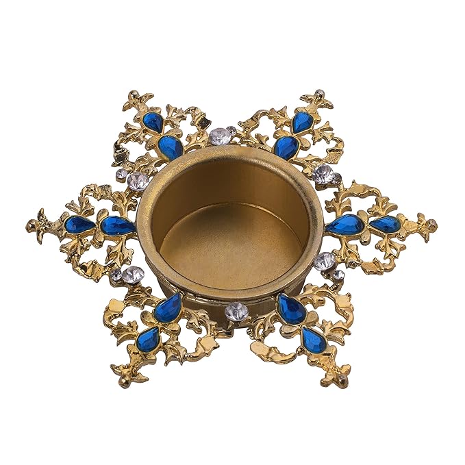 Crystal Tea Light Candle Holders, Twisted Flower Decorative Diya for Wedding Coffee Table,Small 4" Dia