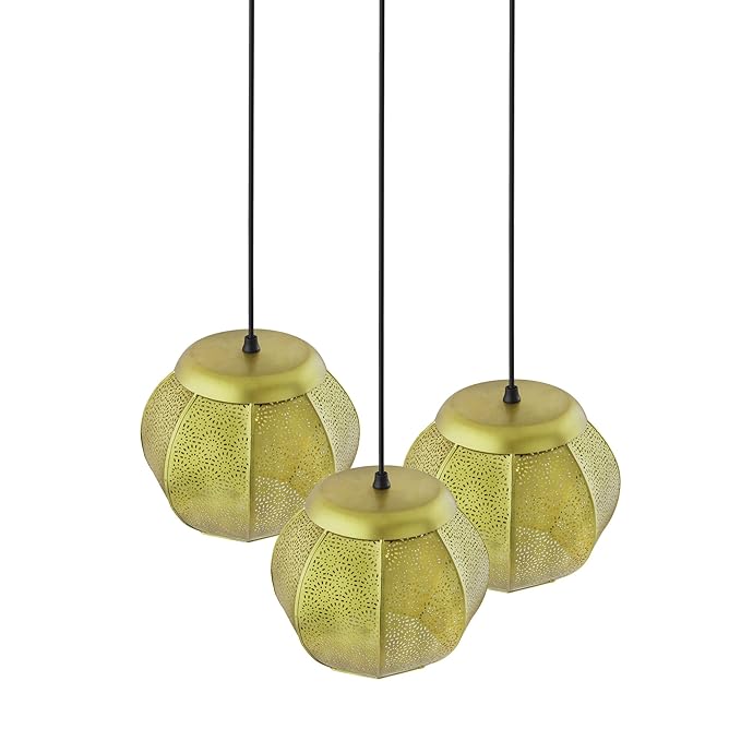 3-Lights Round Cluster Chandelier Ceiling Classic Moroccan Hanging Pendant Light with Braided Cord, URBAN Retro, Nordic Style, LED/Filament Bulb