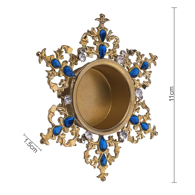 Crystal Tea Light Candle Holders, Twisted Flower Decorative Diya for Wedding Coffee Table,Small 4" Dia