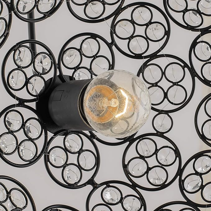 Matt Black Quad Crystal Hanging Hemisphere Light, Ceiling Light, Nordic E27 Pendant, Large