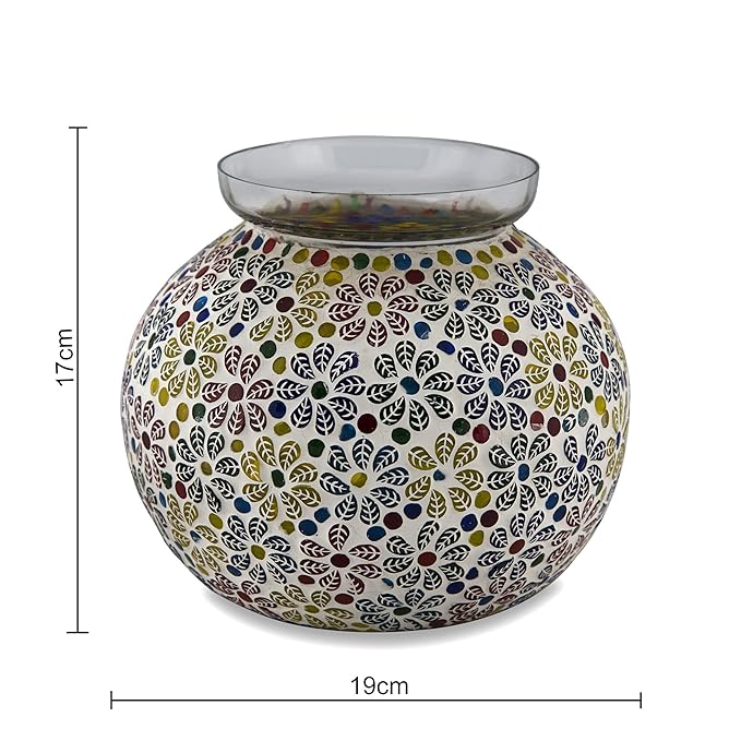 Persian Mosaic Leafy Glass Table Lamp, Desk Bedside Lamp Multicolor Light