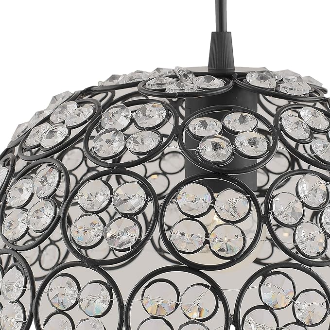 Matt Black Quad Crystal Hanging Hemisphere Light, Ceiling Light, Nordic E27 Pendant, Large