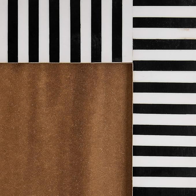 Black White Zebra Stripes Rectangle Mirror Wood Resin Wall Hanging Wall Decor for Living Room, Bedroom, Kids Room