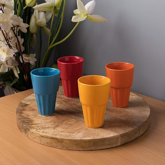 Ceramic Cutting chai Glass, Large 3.5*2.5 inch (set of 4)