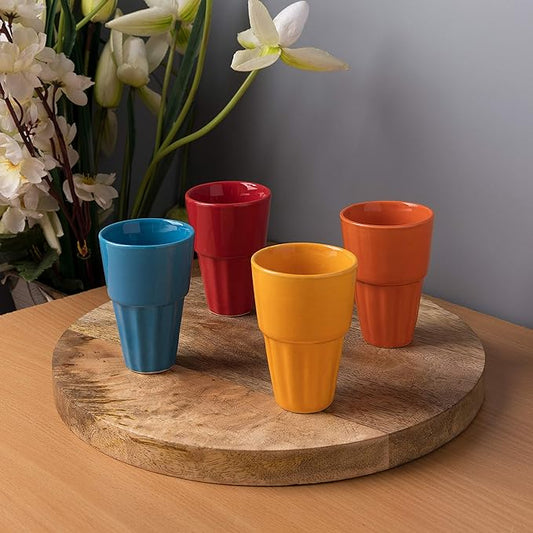 Ceramic Cutting chai Glass, Large 3.5*2.5 inch (set of 4)