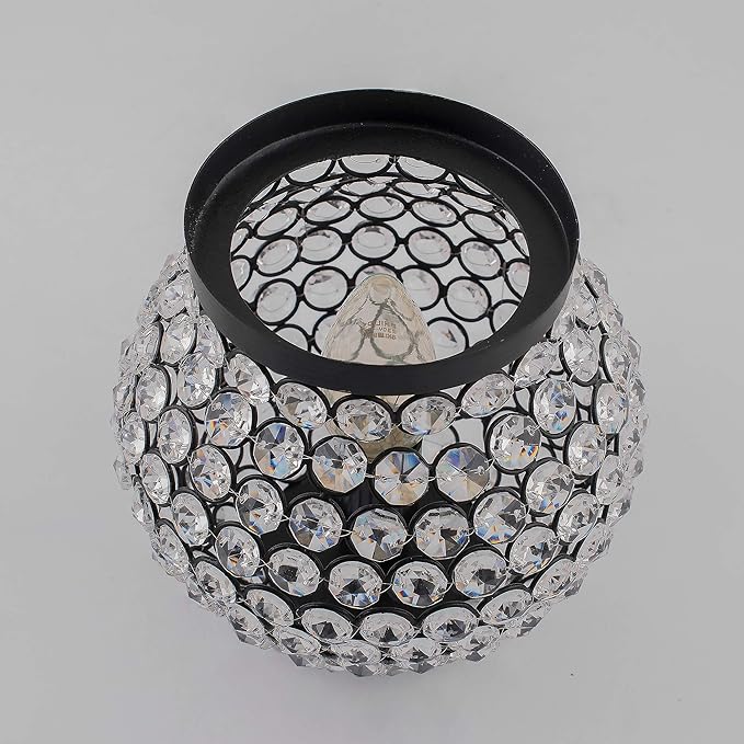 Cauldron of Light, 192 Black Crystal Lamp, Decorative Table lamp