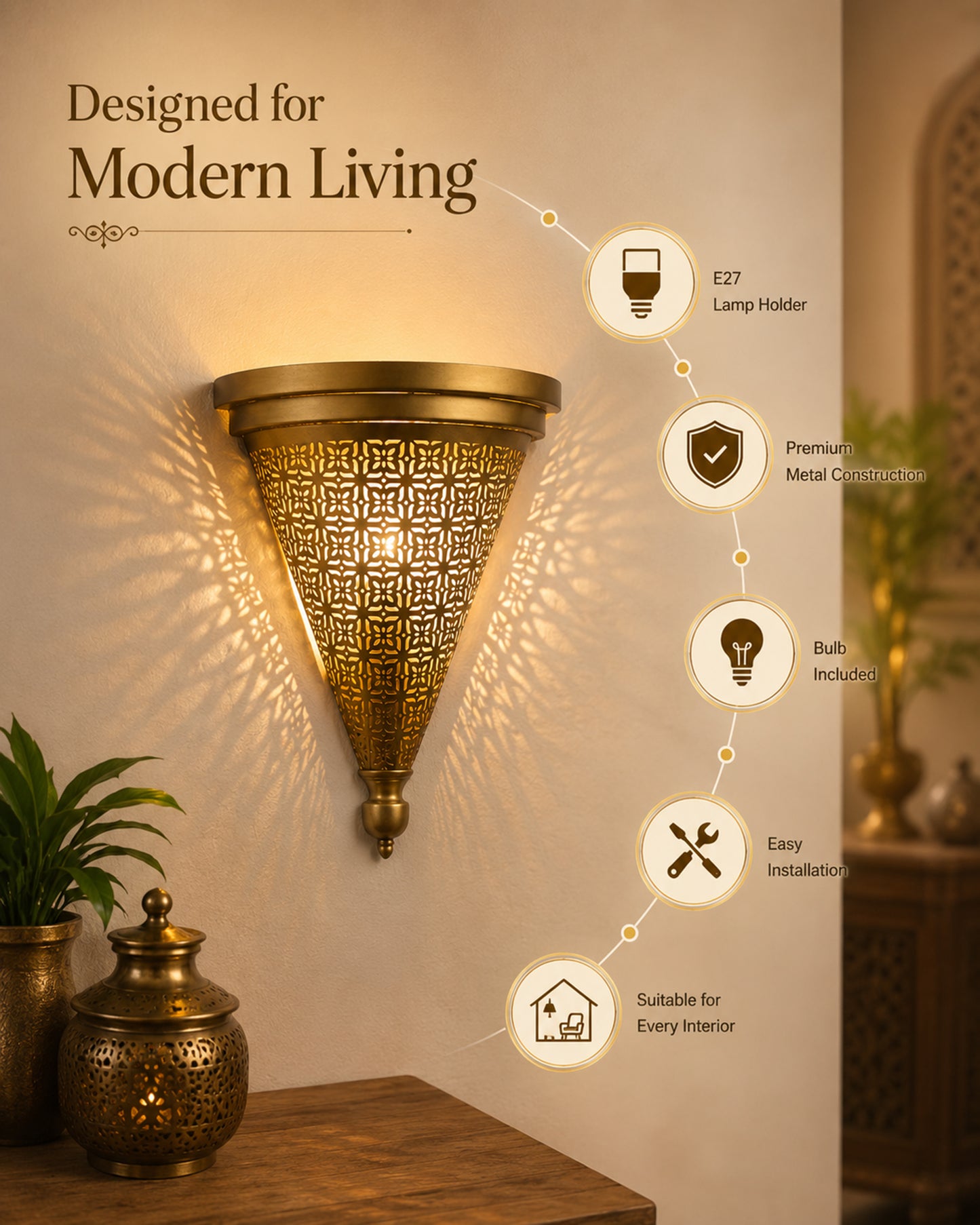 Moroccan Wall Trophy Cube Pattern Light shades, Engraved Wall Sconce Light, Antique Handmade
