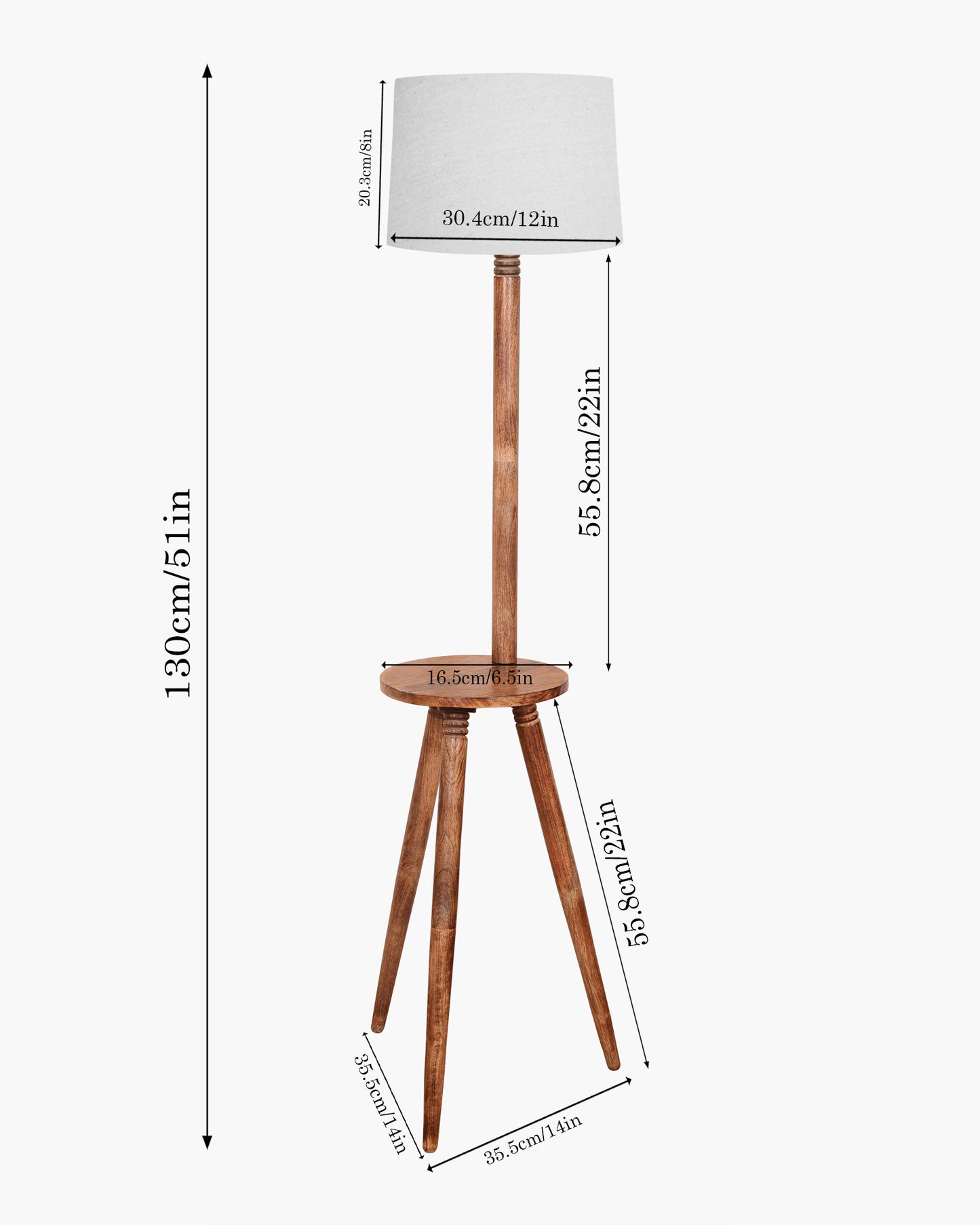 Table,Tripod Wooden Floor Lamp, Mid Century Standing Lamp, E27 Lamp Base, With Shade Modern Design Floor Reading Lamp for Living Room Bedroom, Study Room and Office