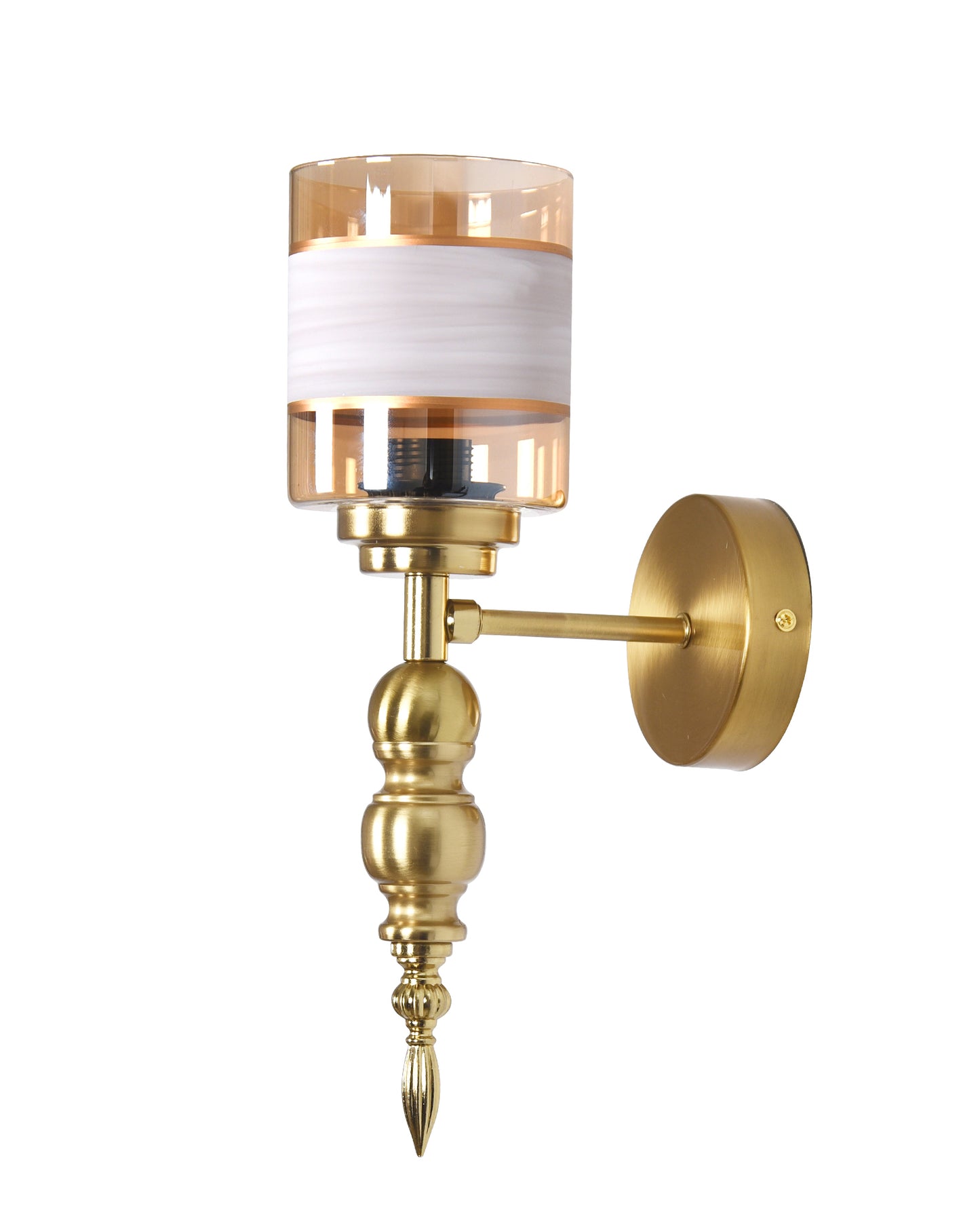 Mid-Century Modern Metal and Glass Wall Light, Brushed Gold, Lamp Fixture for Bedroom Vanity Bathroom Hotel, Wall Scone Torch