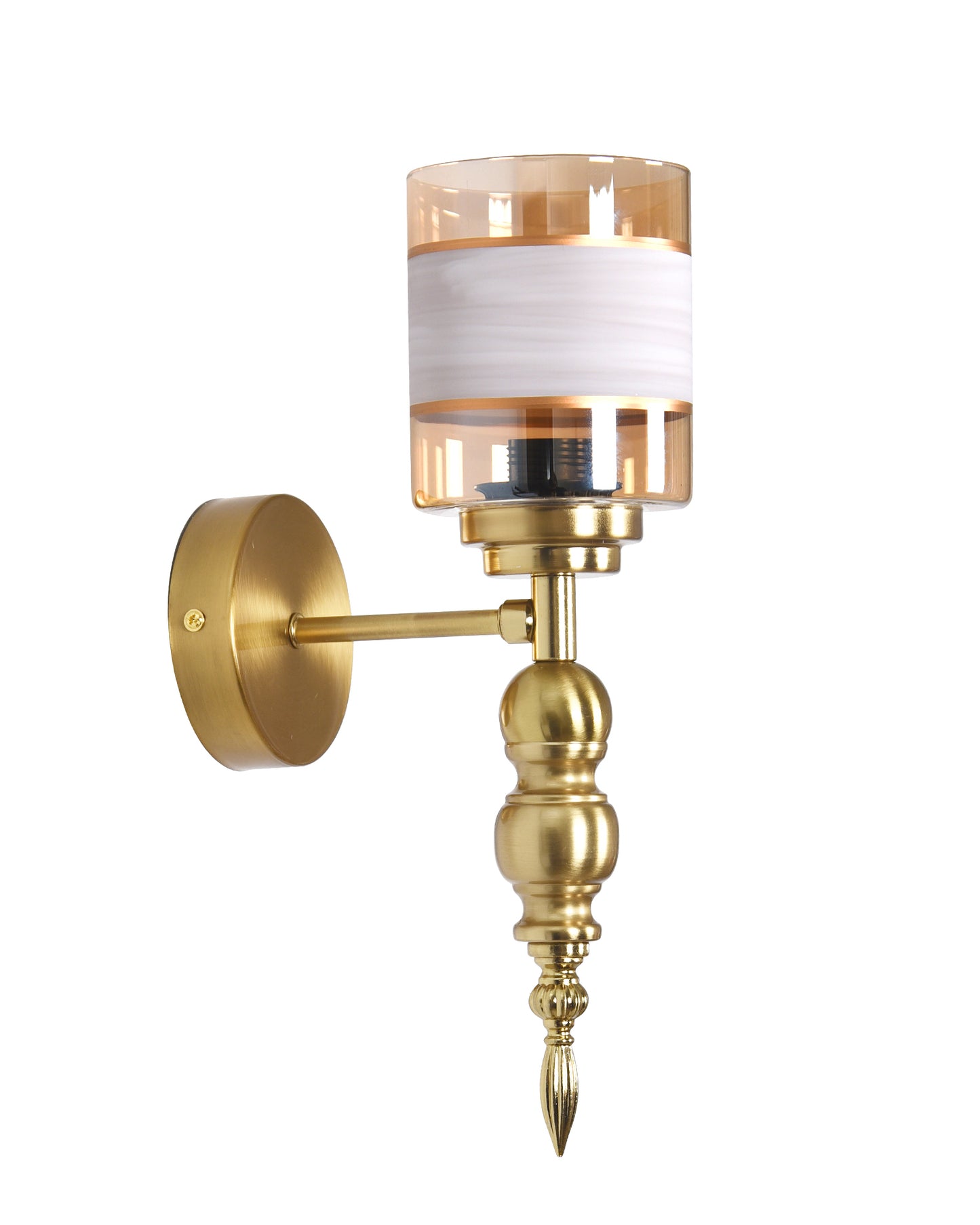 Mid-Century Modern Metal and Glass Wall Light, Brushed Gold, Lamp Fixture for Bedroom Vanity Bathroom Hotel, Wall Scone Torch