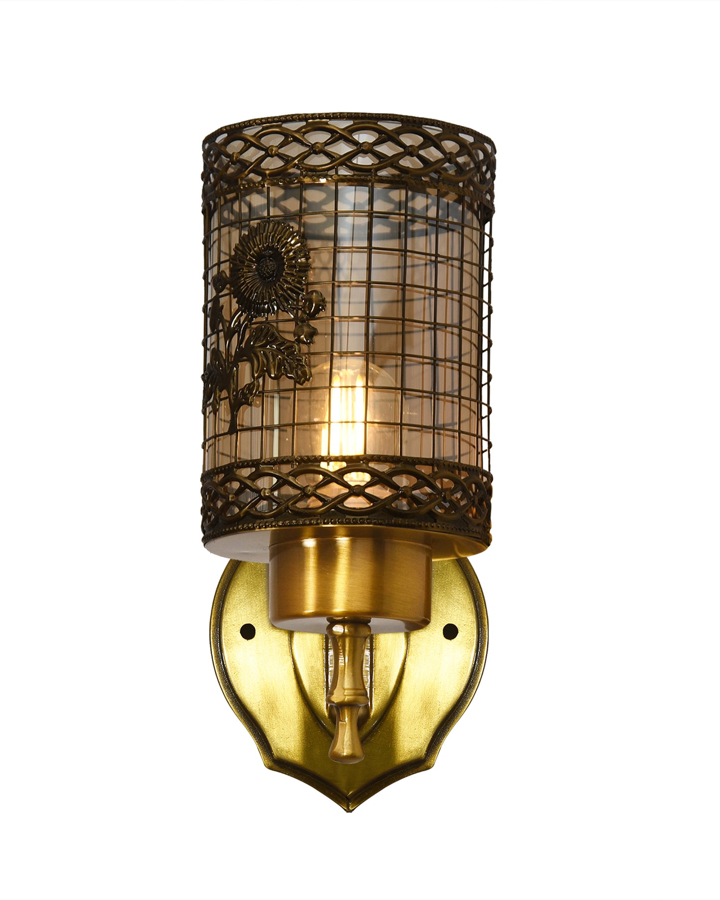 Mid-Century Modern Metal and Glass Wall Light, Brushed Gold, Lamp Fixture for Bedroom Vanity Bathroom Hotel, Wall Scone Torch