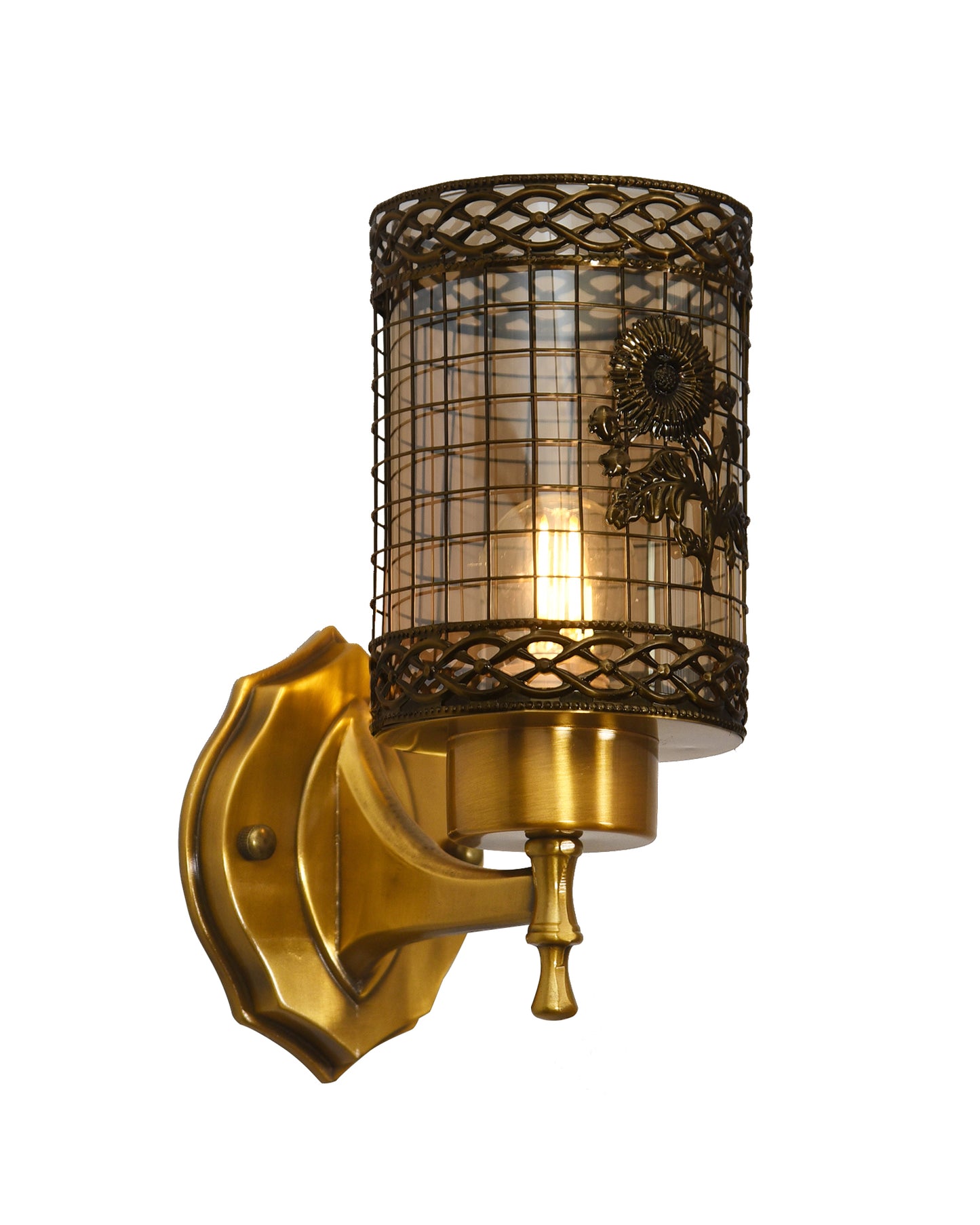 Mid-Century Modern Metal and Glass Wall Light, Brushed Gold, Lamp Fixture for Bedroom Vanity Bathroom Hotel, Wall Scone Torch