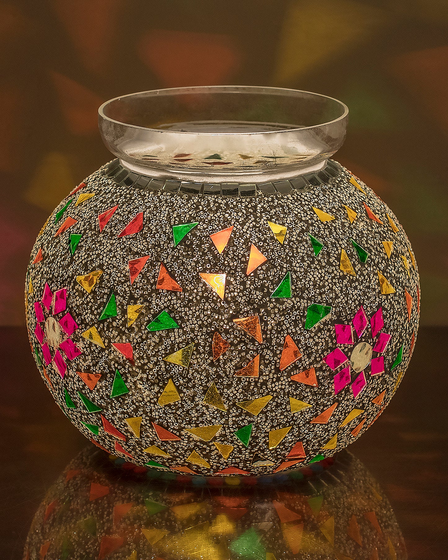 Persian Mosaic Floral Paradise Lamp, Desk Bedside Lamp Multicolor Light