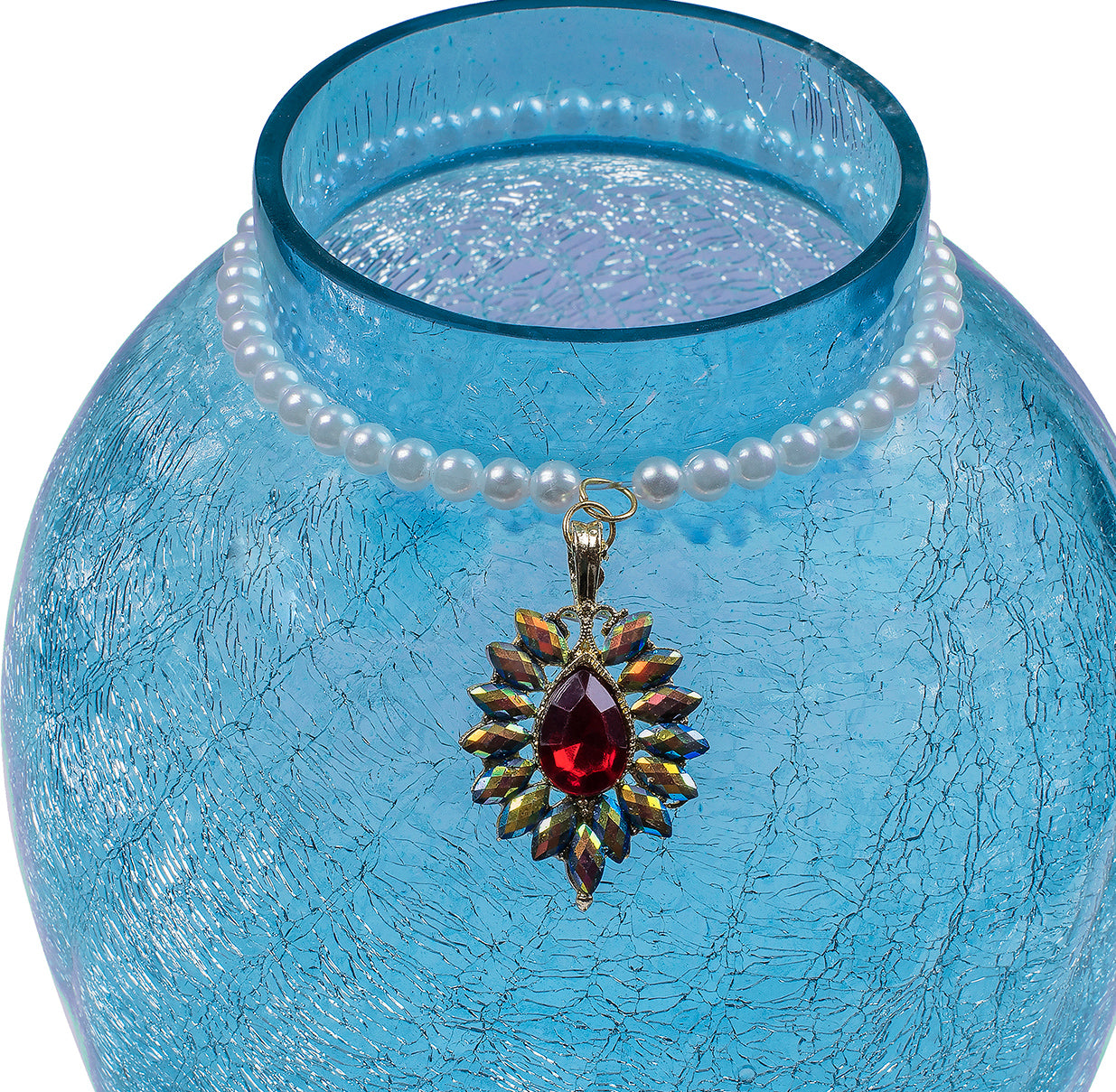 Crackle Flower Pot with Brooch Neck