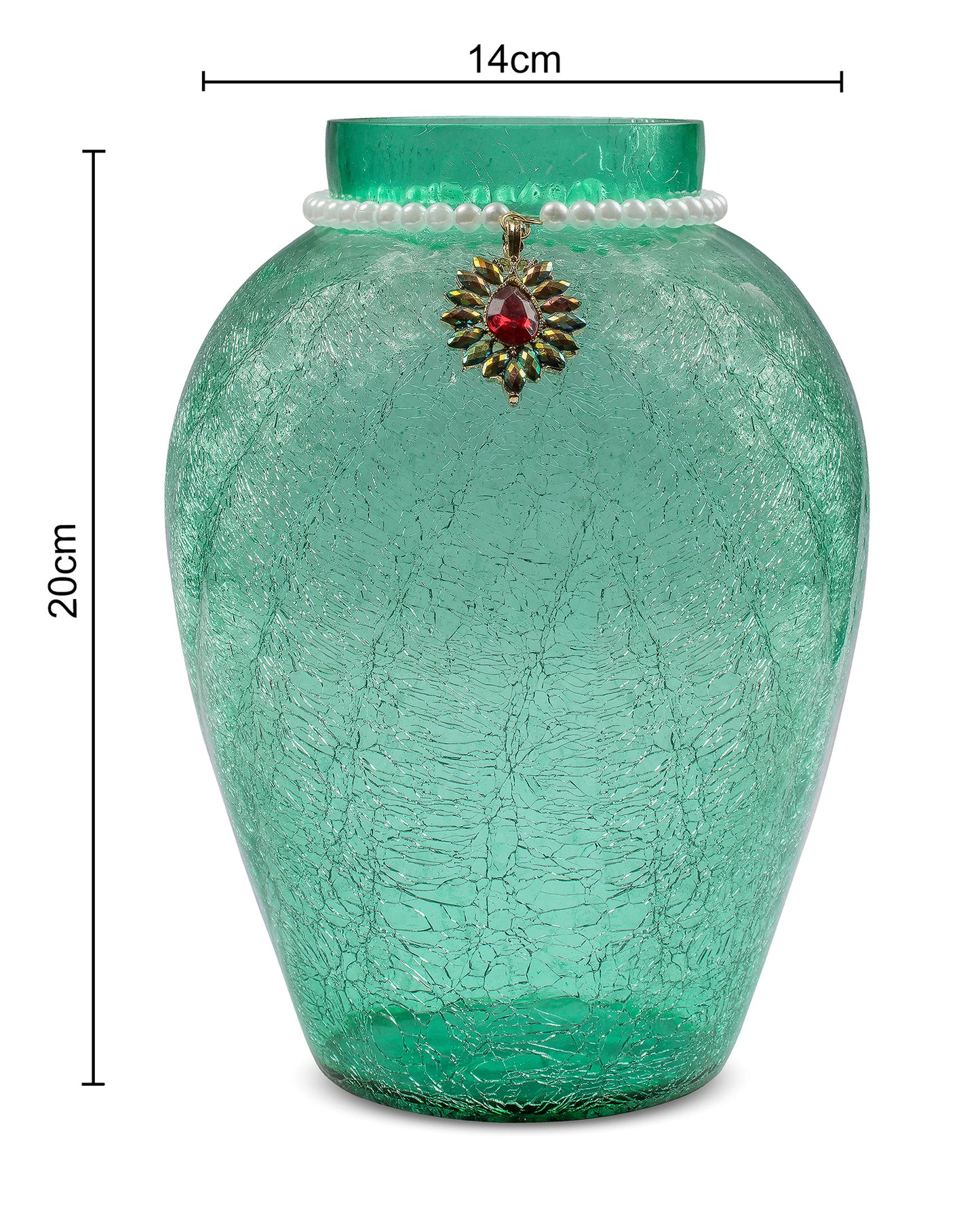 Crackle Flower Pot with Brooch Neck