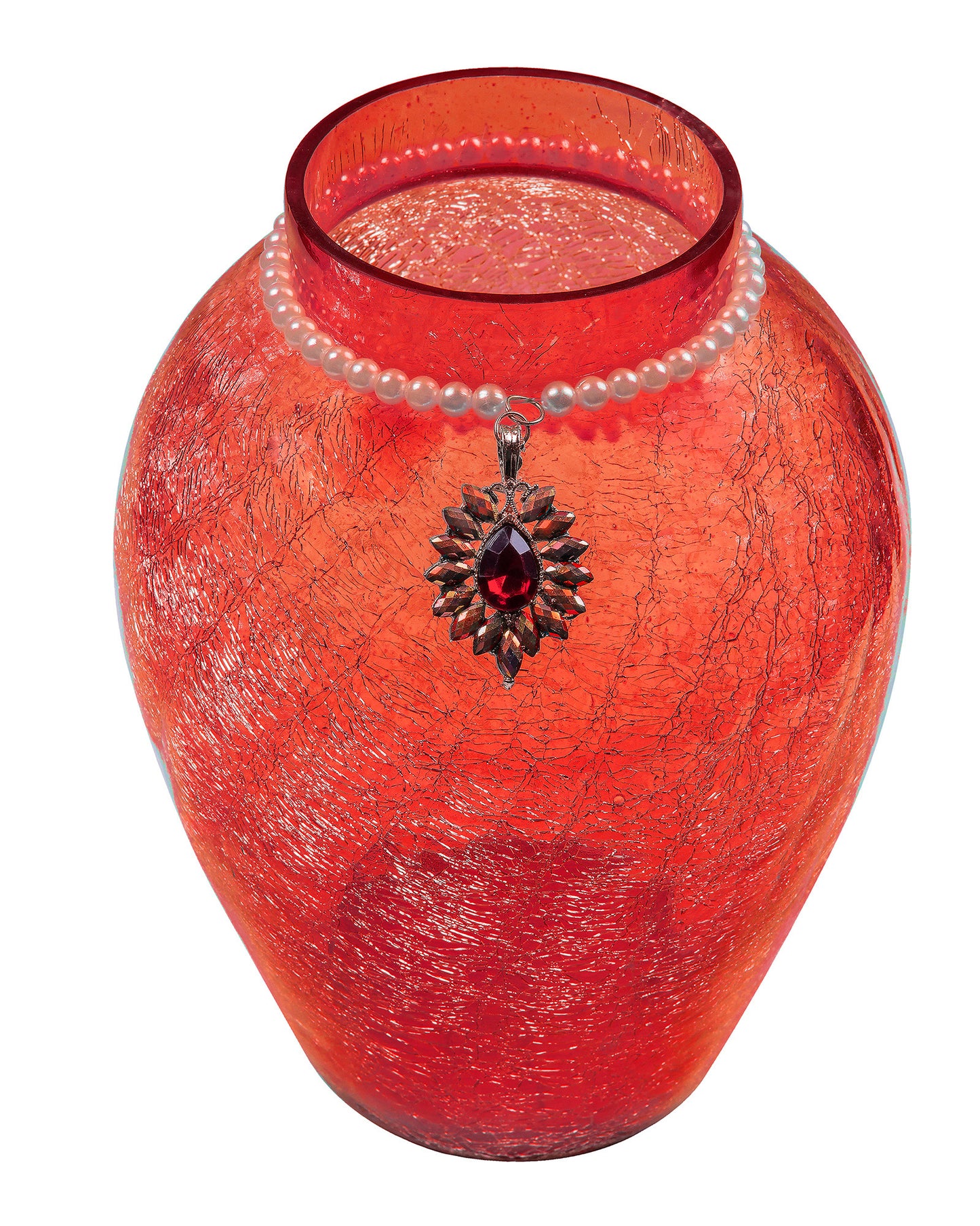 Crackle Flower Pot with Brooch Neck