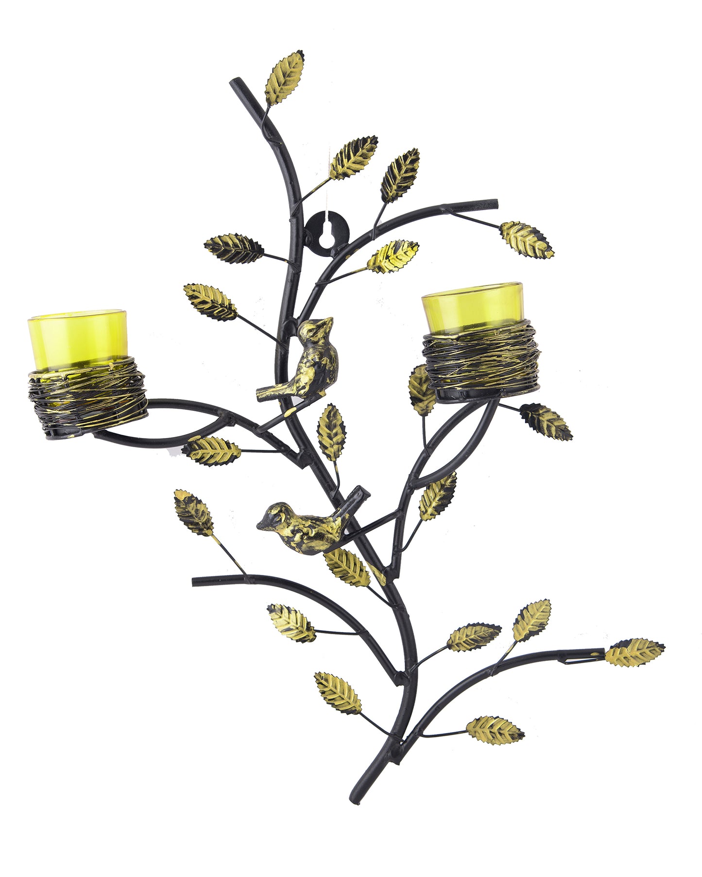 Tree with Bird Nest Votive Stand Blue, Wall Candle holder and Tealight candles