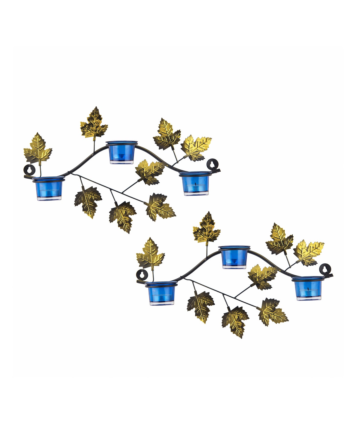 Maple Leaf Wall Mount with 3 Votive, set of 2, candle stand wall mounted with tea lights