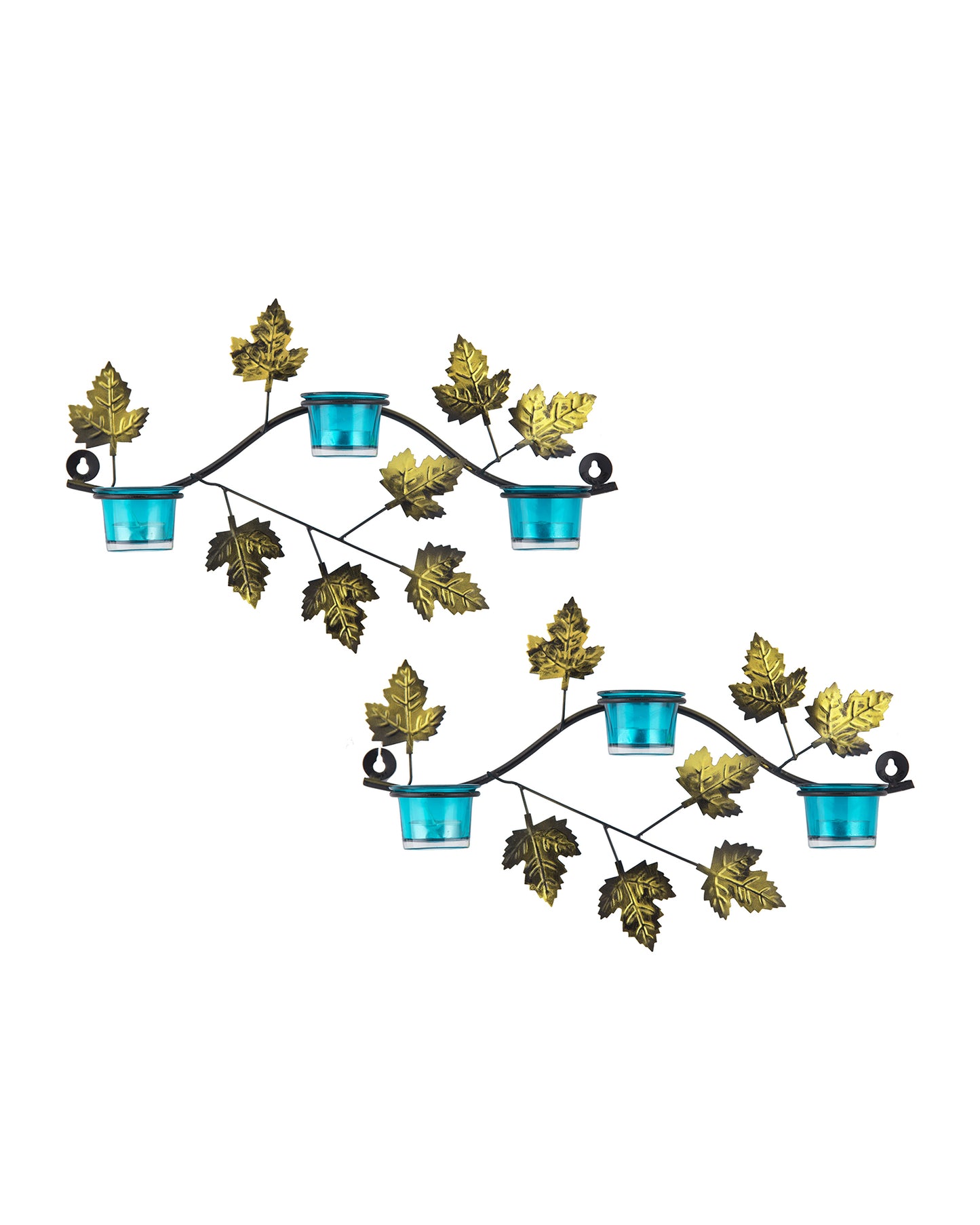 Maple Leaf Wall Mount with 3 Votive, set of 2, candle stand wall mounted with tea lights