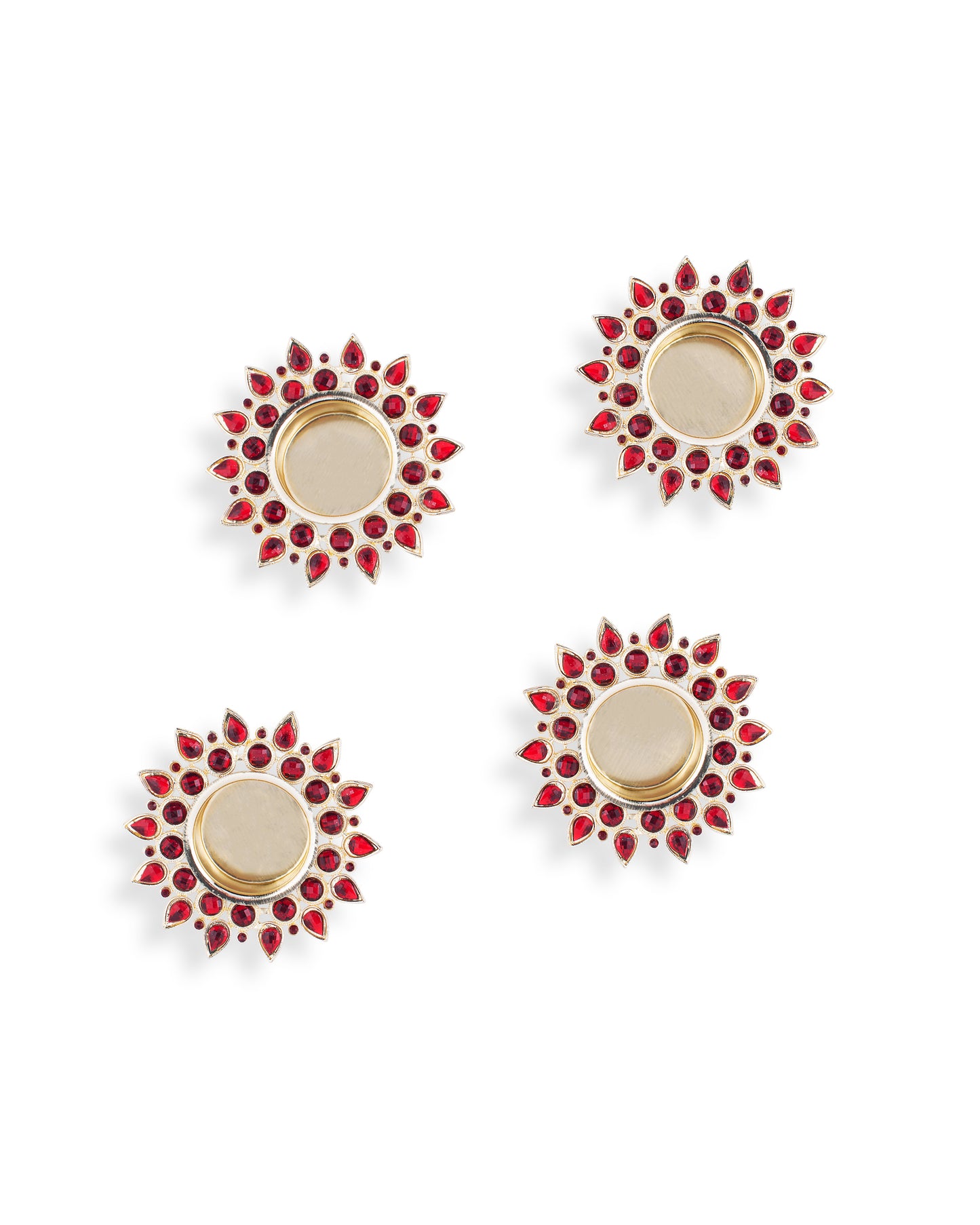 Crystal Diya with T-Light- Set of Four,candle holder stand with free candle