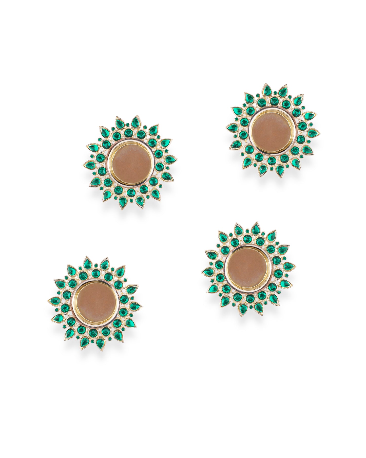 Crystal Diya with T-Light- Set of Four,candle holder stand with free candle