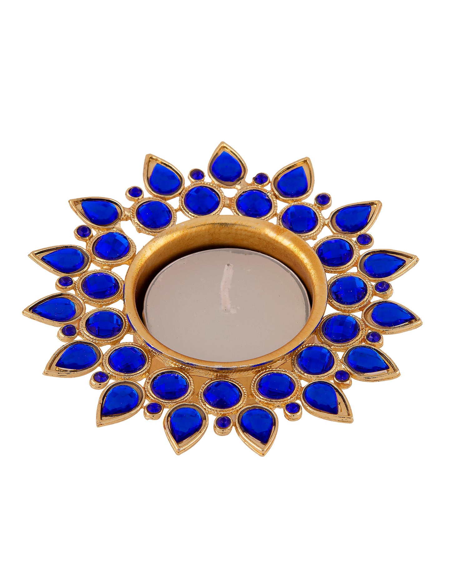 Crystal Diya with T-Light- Set of Four,candle holder stand with free candle