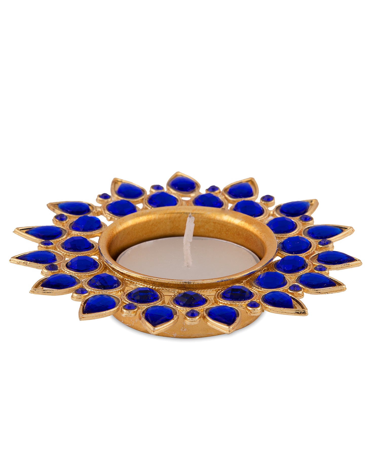 Crystal Diya with T-Light- Set of Four,candle holder stand with free candle