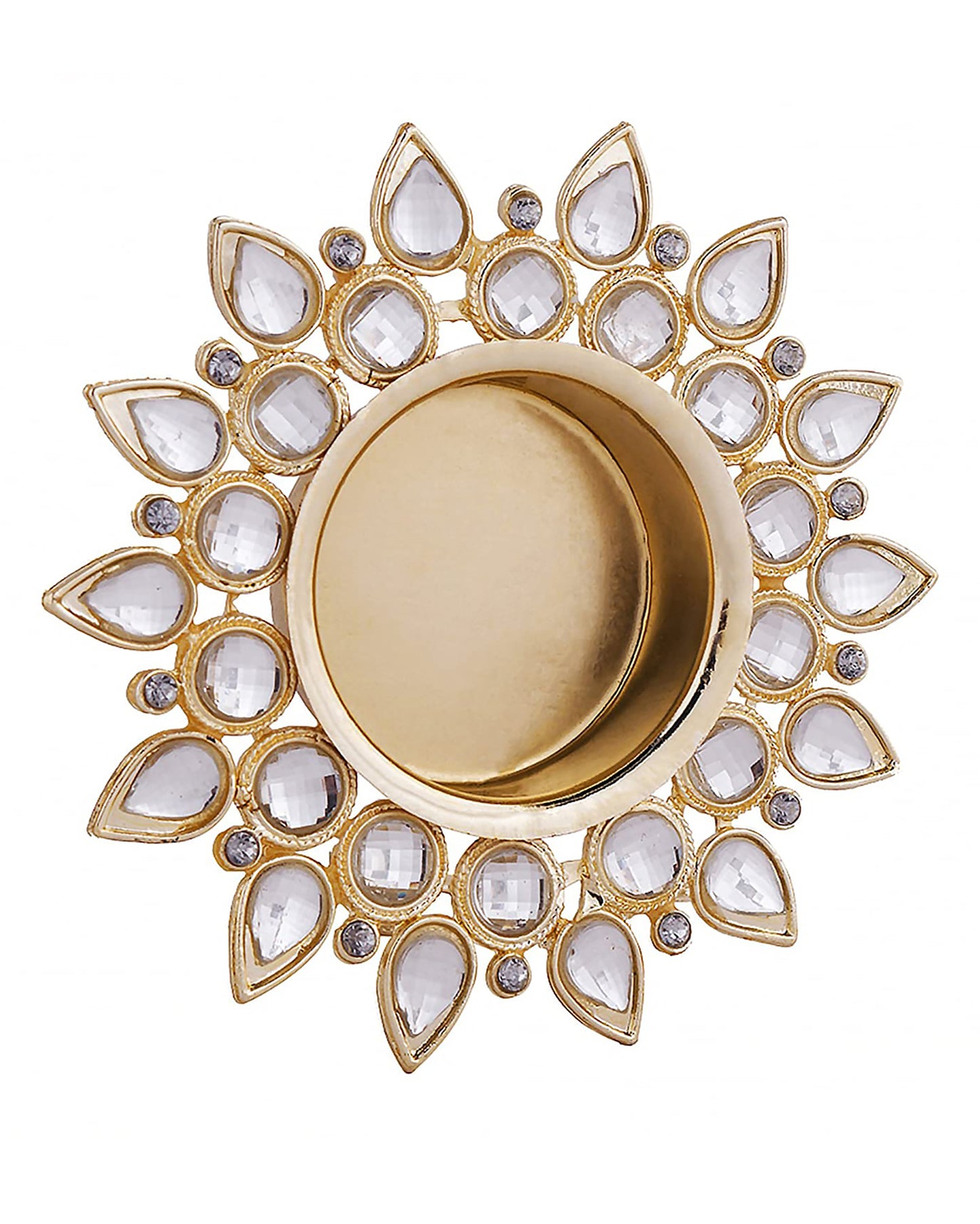 Crystal Diya with T-Light- Set of Four,candle holder stand with free candle