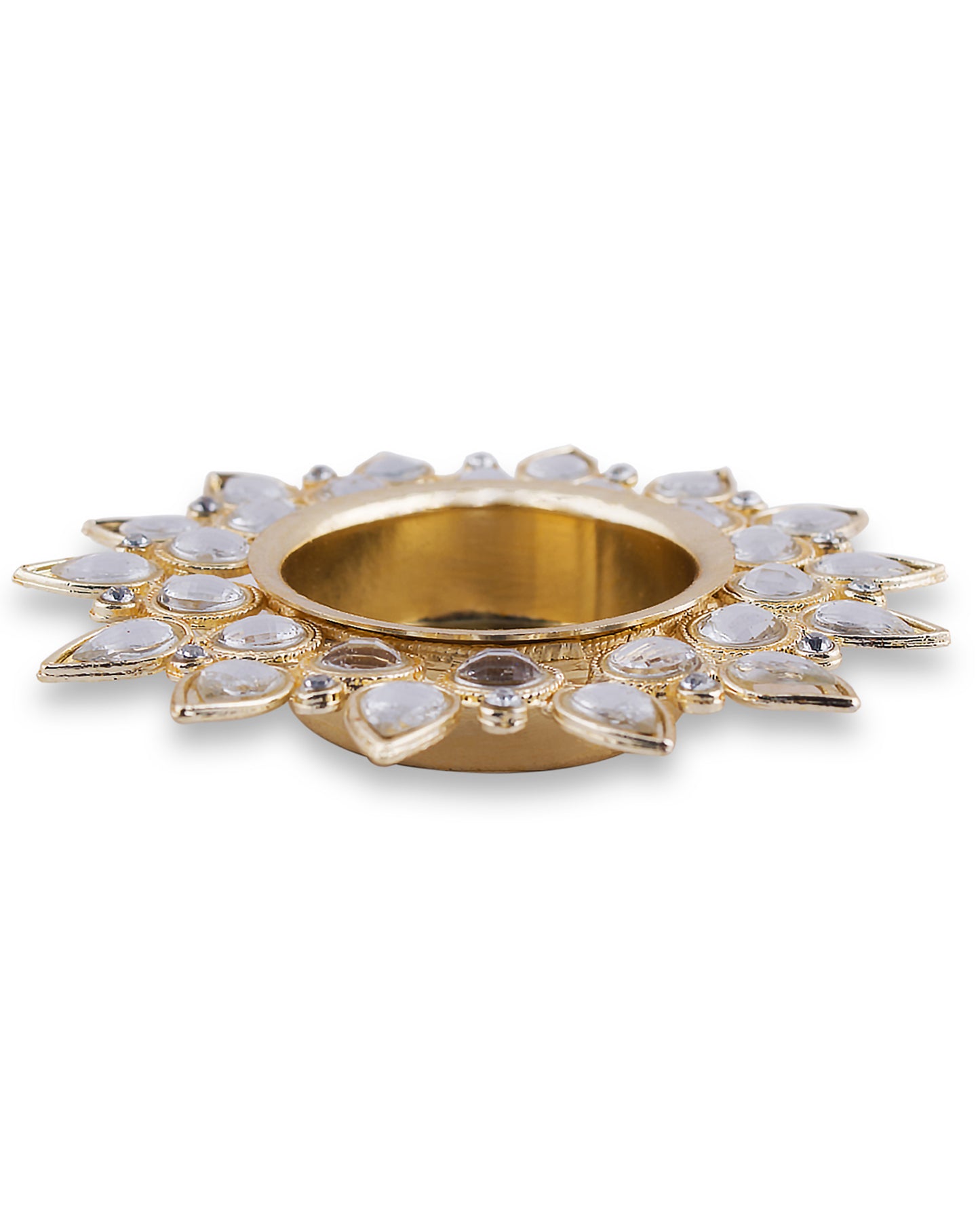 Crystal Diya with T-Light- Set of Four,candle holder stand with free candle