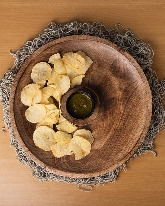 Wood Chip-n-Dip Black with White Dip-Bowl 12"