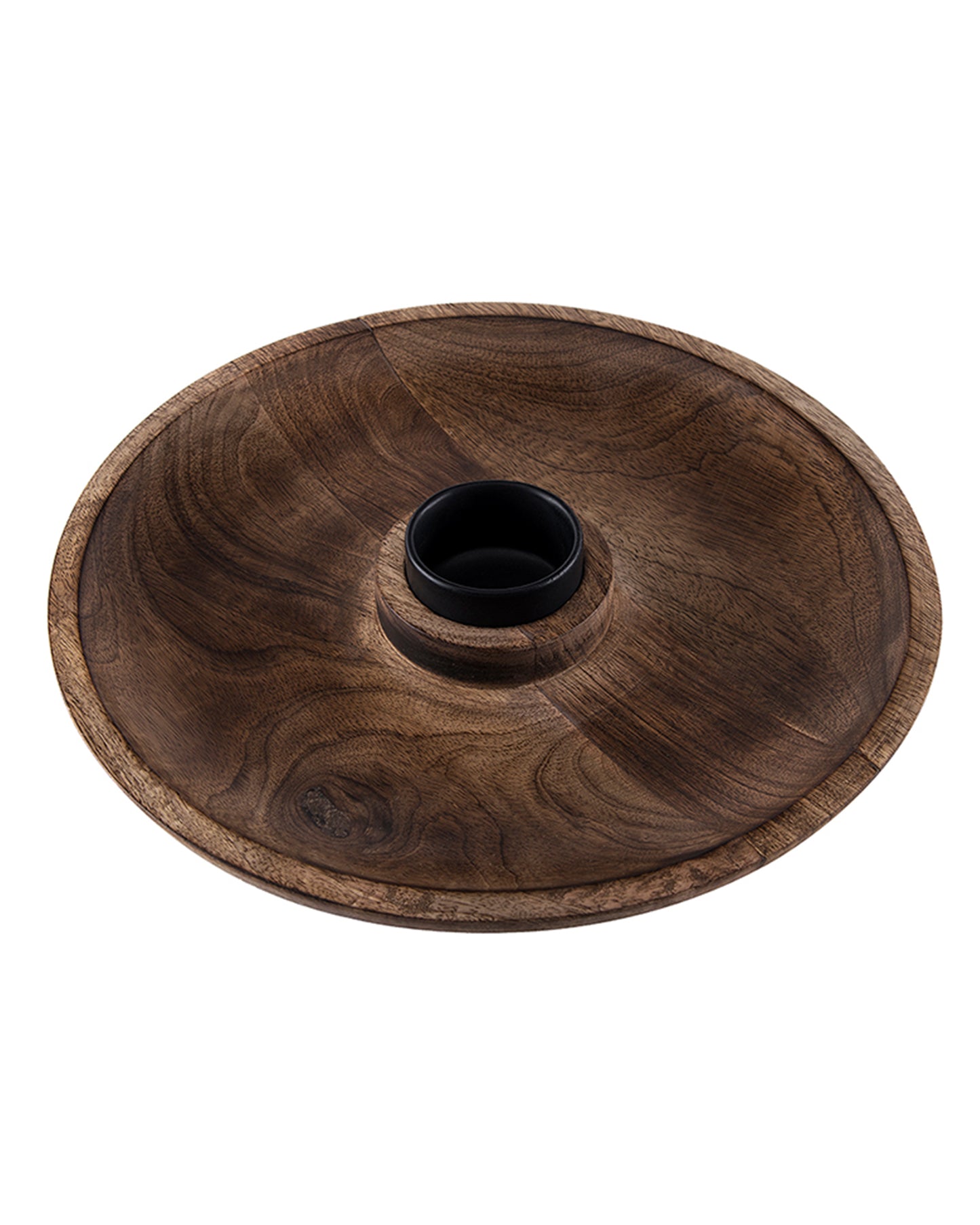 Wood Chip-n-Dip Black with White Dip-Bowl 12"
