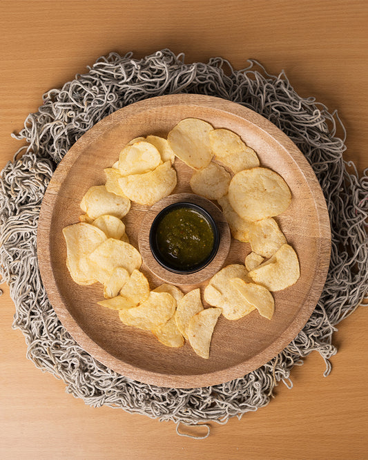 Wood Chip-n-Dip Serving Tray with Dip Bowl Small