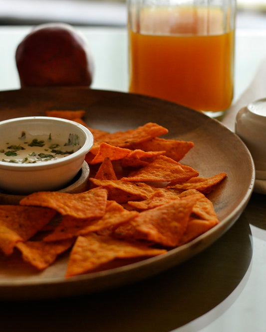Wood Chip-n-Dip Serving Tray with Dip Bowl Large