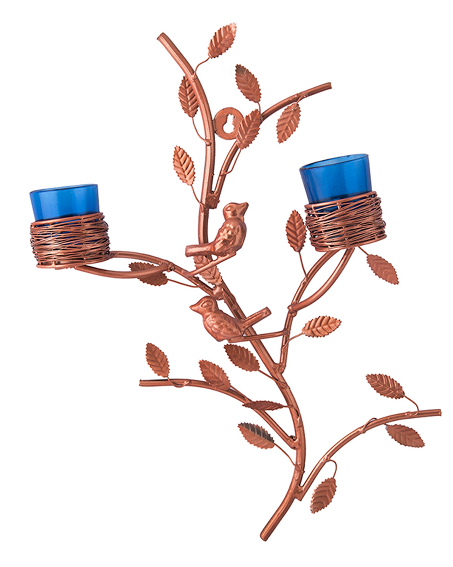 Copper Tree with Bird Nest Votive Stand , Wall Candle Holder and Tealight Candles, Rose Gold