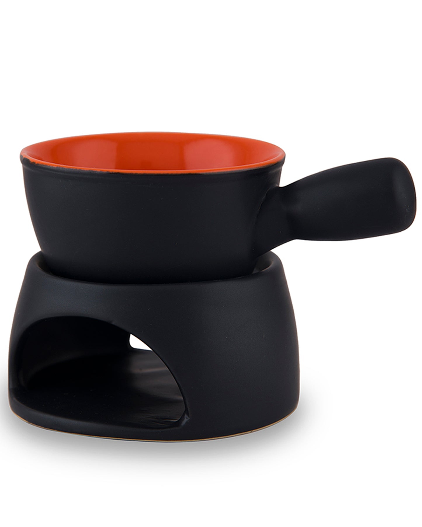 Ceramic Fondue Burner Black and Orange