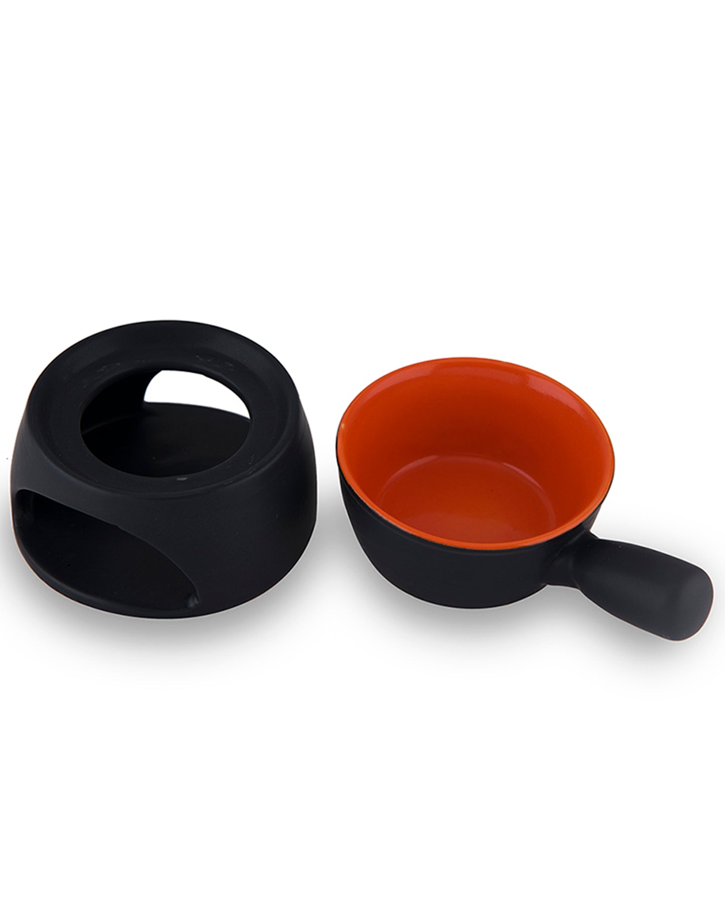 Ceramic Fondue Burner Black and Orange