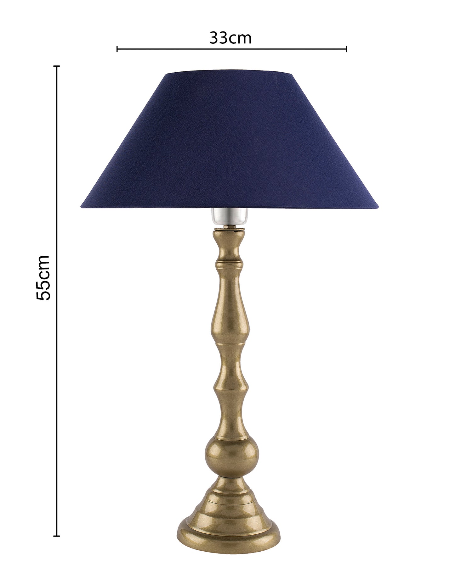 Teardrop gold brushed lamp with shade