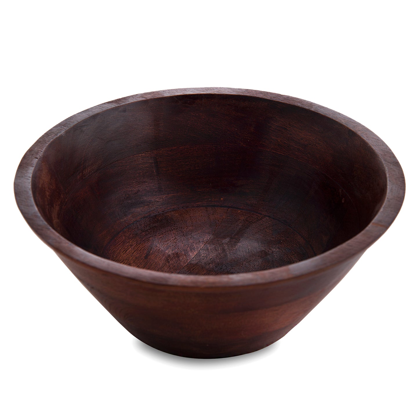 Wooden bowl flat large, Walnut finish, fruit & snack serving bowl