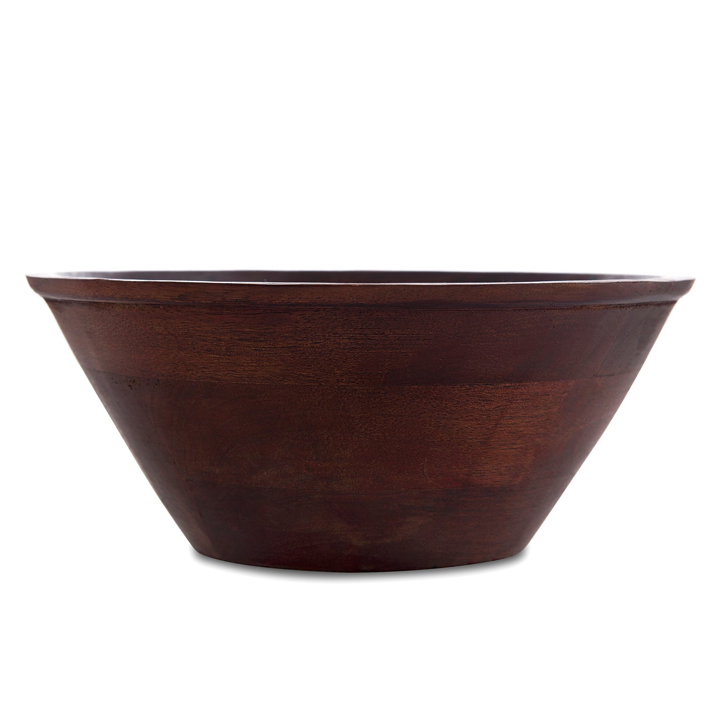 Wooden bowl flat large, Walnut finish, fruit & snack serving bowl