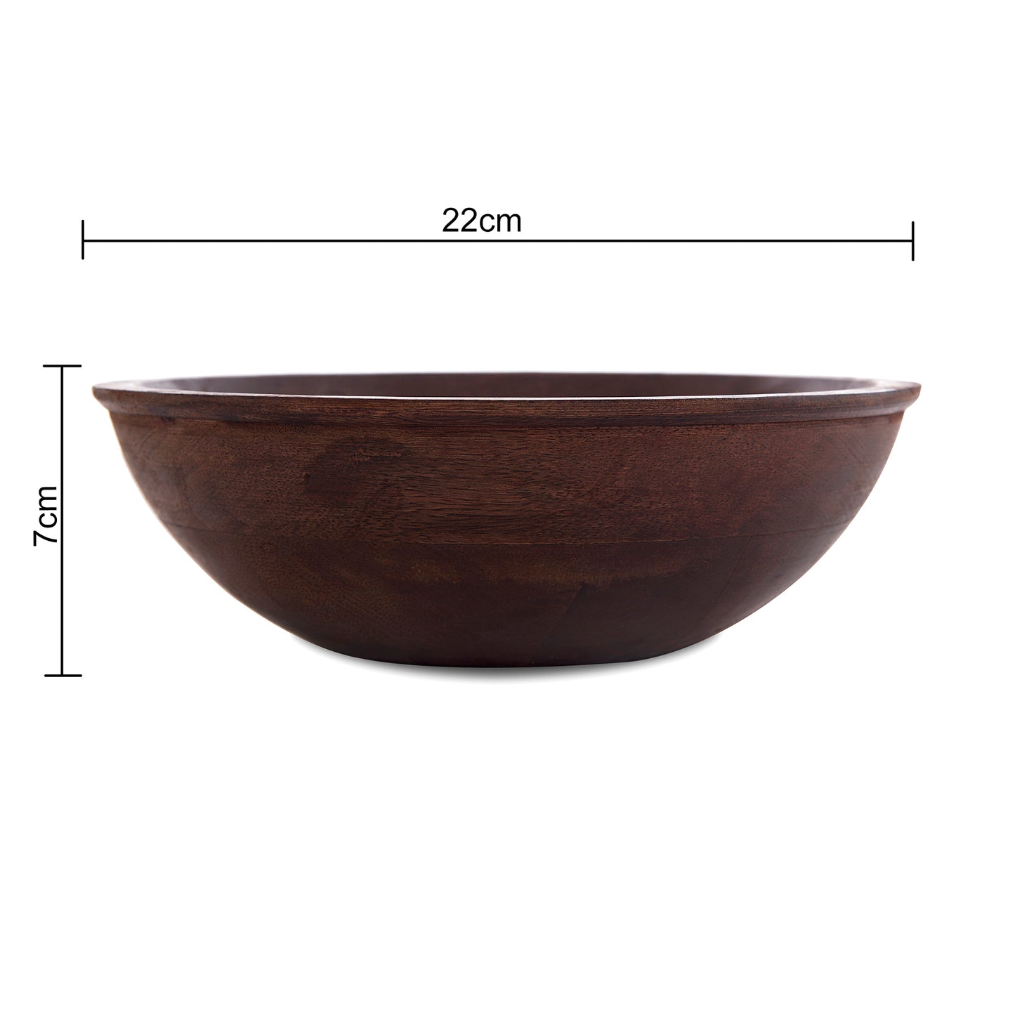 Wooden bowl flat small, Walnut finish, fruit & snack serving bowl